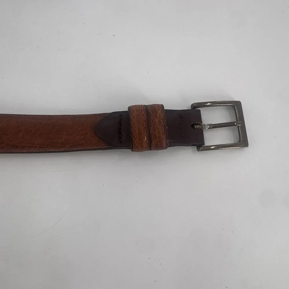 Coronado Brown American Bison Leather Belt ~ Size 36 w/ Brass Buckle Made in USA